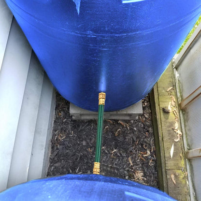 WADEO Rain Barrel Connector Kit Pack of 2, Rain Barrel Linking Kit with Two 12 Inch Hoses and Four Copper Plating Bulkhead Tank Fittings（Green）