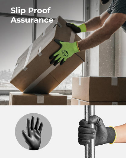 OKIAAS Men's Blue Medium Thin and Lightweight Working Gloves with Grip, 12 Pairs Bulk Pack Construction Gloves