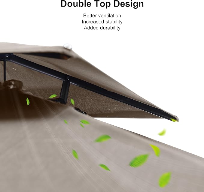 PURPLE LEAF 9' x 12' Cantilever Patio Umbrella Outdoor Umbrella with 280lbs Base Large Rectangular Windproof Offset Umbrella for Pool Deck Garden, Ash Mocha