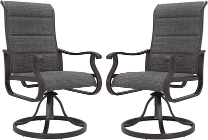 Amopatio Padded Patio Swivel Chairs Set of 2, Outdoor Dining Chairs with Ultra Soft Textilene High Back Seat & Metal Rocker Frame, for Backyard Deck Lawn (Dark Grey)