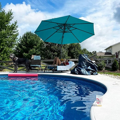 PURPLE LEAF 11 Feet Patio Umbrella Outdoor Cantilever Round Umbrella Aluminum Offset Umbrella with 360-degree Rotation for Garden Deck Pool Patio, Turquoise Blue