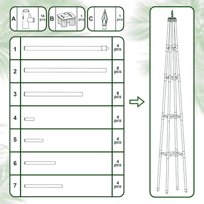 6FT Obelisk Trellis for Climbing Plants Outdoor, 16mm Rust-Proof Extra Thickened Plastic-Coated Metal Pipes, Indoor Climbing Support for Potted Plants, Vines, Flowers Stands,Black