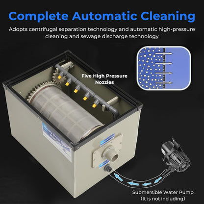 Rotary Drum Filter-3000GPH Canister Filter AC110-240V RDF Fully Automatic Water Self-Cleaning Filtration for Koi Pond,Fish Pond,Aquarium,Fish Farm,Seedling Cultivation Base,Aquaculture,Hydroponics