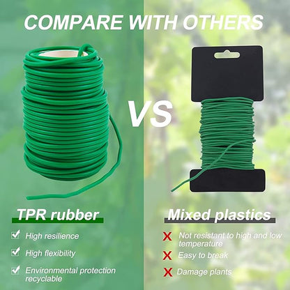 Decoroca Soft Plant Ties for Support - 65.6' Reusable Waterproof Plant Wire, 3.5mm Garden Twist, Office Organization and Decoration Binding（2pcs/Green）