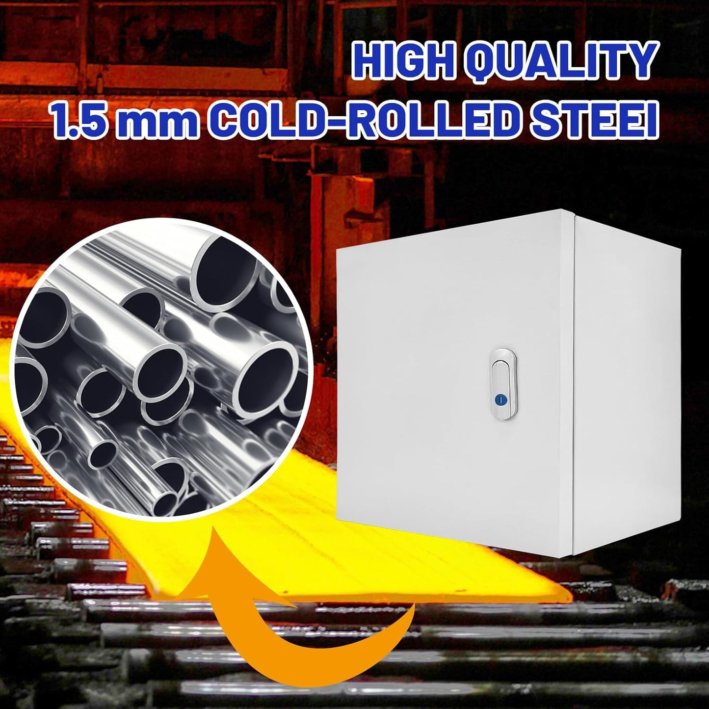 Outdoor Electrical Box 24x 24 x 8''D NEMA 4X Enclosure Steel Box, Waterproof & Dustproof Outdoor/Indoor Lockable Electrical Junction Box, with Mounting Plate