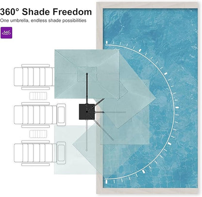PURPLE LEAF 10' X 13' Rectangle Cantilever Umbrella with Base Outdoor Large Aluminum Patio Umbrella with 3-Year Fade Resistance Recycled Fabric and 360-degree Rotation for Deck Pool Garden, Mint Green
