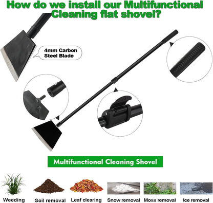 Floor Scraper, Garden Scraper Shovel, Cleaning Remove Tool With 88in Long Handle,Sturdy Tile Scraper for Ice, Tiles, Ceiling, Concrete, Tape, Glue - Heavy Duty Sharp Blade (4mm Thickness)