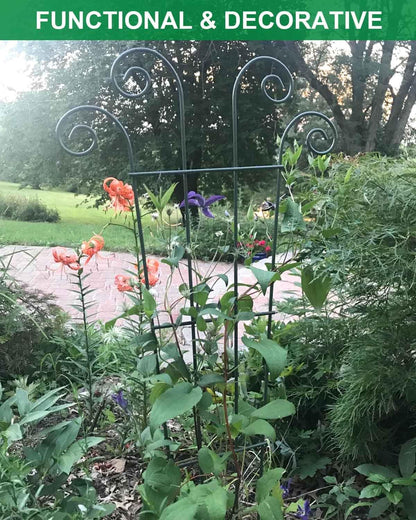 4 Pack 23'' Metal Garden Trellis for Climbing Plants Outdoor, Indoor Plant Trellis Support for Potted Plants, Rustproof Pot Trellis for Houseplant Flower Vines Ivy, Wave Shape, Black