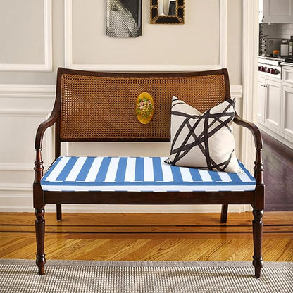 Outdoor Bench Cushion 48x16x3 Inch with Ties, Thick Waterproof Porch Swing Cushions for Patio Furniture Chair Pad, Seat Sofa Garden Replacement Cushion Sponge Filling (Blue&white Stripes, 48x16)