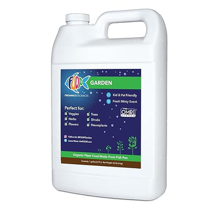 FOOP Garden - Organic Liquid Plant Food Made from Fish Manure (with Fresh Minty Scent) | Fish Fertilizer Alternative Perfect for Veggies, Herbs, Flowers,Trees,Shrubs | Kid&Pet Friendly (1 Gallon)