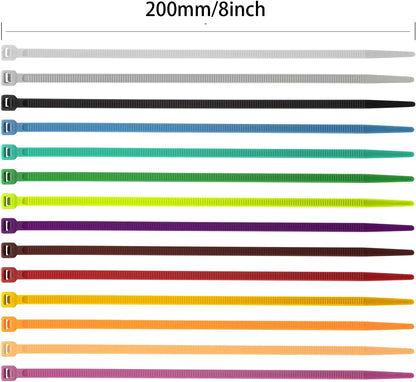 XINGO 100PCS Cable Zip Ties Heavy Duty, Premium Nylon Plastic Wire Ties with 50 Pounds Tensile Strength, Self-Locking Black Nylon Zip Ties for Indoor and Outdoor (8 inch, Black)
