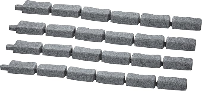 VEVOR Faux Stone Landscape Edging, No Dig Garden Edging Border, Flexible Blocks for Lawn Edging, Flower Beds, Driveway, Yards with 12 Spikes, 4 Pack 24 Bricks 16FT Kit, 46.5" Lx 3.7" W x 2.2" H, Grey