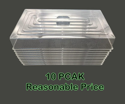 10 Pcs Humidity Dome, Plastic Clear Seed Starter Dome 1020 Tray Covers Humidifying and Insulating for Greenhouse Germination and Garden Growing (21.5"×11.5", 3.15" Height, 10-Pack)