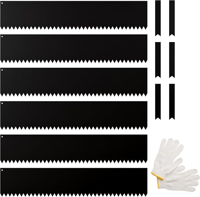 IDZO Black Metal Landscape Edging 8" H, Weather-Resistant Steel Garden Border, Flexible Lawn Barrier, Easy Installation for Flower Beds, Paths, Driveways, and Outdoor Spaces - 6 Pieces