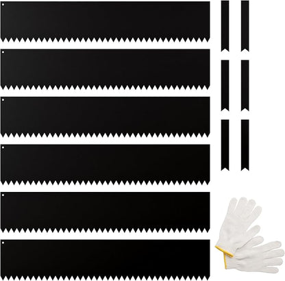 IDZO Black Metal Landscape Edging 8" H, Weather-Resistant Steel Garden Border, Flexible Lawn Barrier, Easy Installation for Flower Beds, Paths, Driveways, and Outdoor Spaces - 6 Pieces