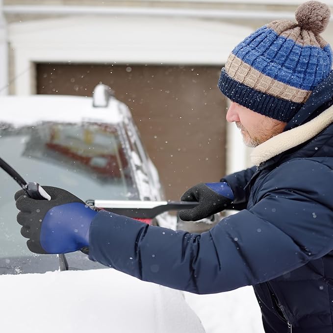 Kebada T2 Waterproof Winter Work Gloves for Men and Women - Thermal Insulated Freezer Gloves for Working in Freezer for Cold Weather, 100% Latex Coating, Wrist Closure, 1 Pair, Blue, Medium