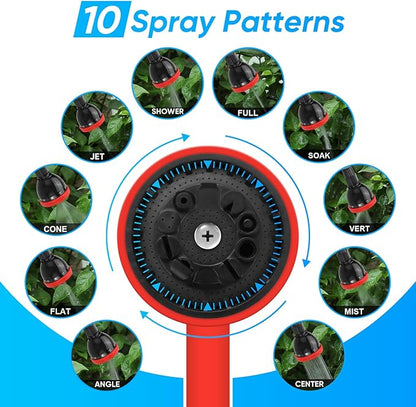 2 in 1 Bendable Watering Wand Heavy Duty, for Garden/Car Use with 10 Spray Patterns, 29In Long Hose Nozzle Sprayer,Fits 3/4” Quick Coupling/Garden Hoses