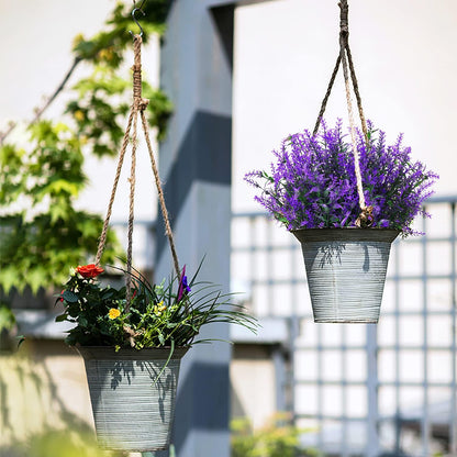 8 Pack Artificial Plants Flowers Grass Shrubs Lavender No Fade Faux Plastic Flowers Outdoor for Farmhouse Garden Porch Patio Indoor Wedding Decoration Greenery Fake Plants uv Resistant