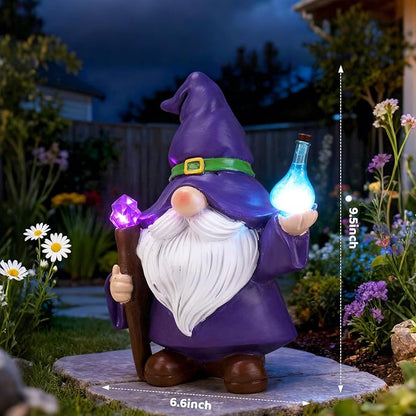 Solar Gnome Garden Decor Statue - Outdoor Gnome Statue Ornaments with Solar Lights for Outside, Patio, Yard, Lawn, Balcony - Housewarming Gift for Women, Men, Mom, Grandma