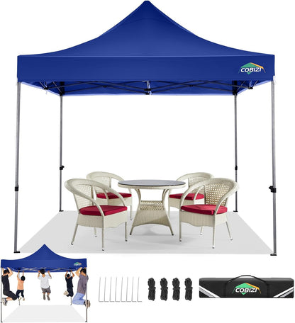 COBIZI 10x10 Pop Up Canopy Tent 10x10 Easy up Canopy, Heavy Duty Outdoor Canopy UPF 50+ All Weather Waterproof Instant Party Tents for Parties Gazebo with Handbag, Navy Blue(Windproof Upgraded)