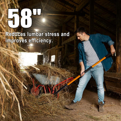 Pitch Fork for Gardening, 5 Tine Pitchfork Heavy Duty with Fiberglass Handle, 58 Inches