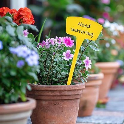Plant Labels 60 Pcs Yuanling Plant Markers Large Plastic Plant Tags T-Type Waterproof Garden Labels for Outdoor Indoor Potted Plants Flowers Seeds Herbs Belt Garden Marker Pen (Yellow)