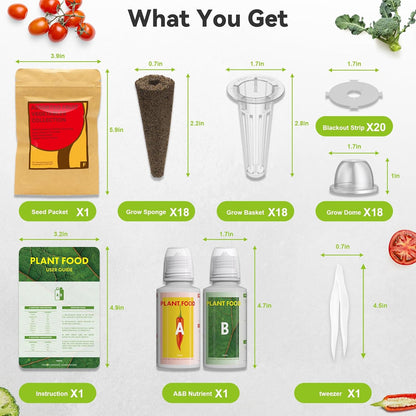 inbloom 18-Pod Vegetable Seed Pod Kit for AeroGarden, Ahopegarden, Gardencube Hydroponic Garden with 350+ Seed: Strawberry, Cucumber, Green Pepper, Cherry Tomato, Radish, Dwarf Pea – Mothers Day Gift