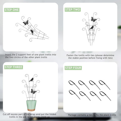 Indoor Plant Trellis for Climbing Plants Indoor Trellis Indoor Metal Trellis 4 Pack for Garden Plants Support Small House Plant Trellis for Vines, Flower