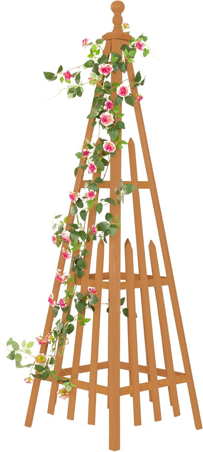 Wooden Obelisk Trellis The Ideal Support for Indoor and Outdoor Gardens, 68''H×20''W, Perfect for Tomatoes, Cucumbers, and Climbing Plants, Can Also be Used as a Background Decoration