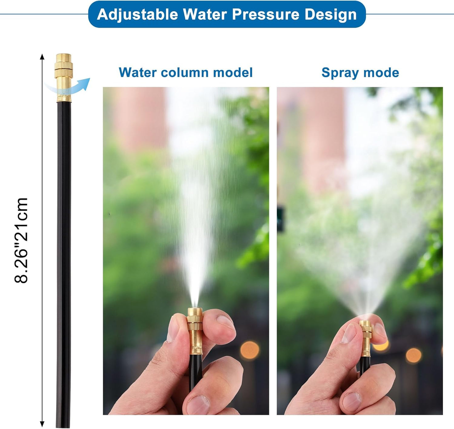 Mornajina Automatic Drip Irrigation Kits Garden Irrigation System, Includes 50FT 5/16 inch Irrigation Tubing Hose & 15Pcs 360° Bending Dropper Atomizing Mist Nozzles Tee for Garden Watering System