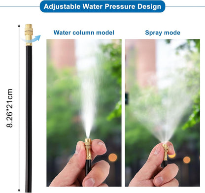 Mornajina Automatic Drip Irrigation Kits Garden Irrigation System, Includes 66FT 5/16 inch Irrigation Tubing Hose & 20Pcs 360° Bending Dropper Atomizing Mist Nozzles Tee for Garden Watering System