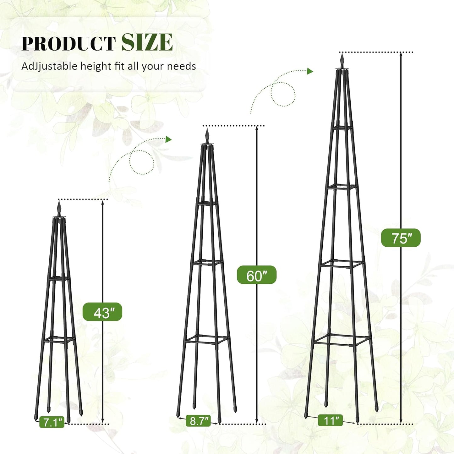 6 FT Obelisk Trellis for Climbing Plants Outdoor, 6FT Garden Trellis with Extra Thickened Plastic-Coated Metal Pipes, Garden Indoor Potted Plant Support, Climbing Support for Potted Plants