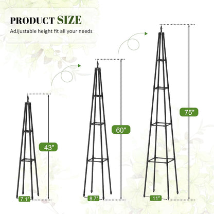 6 FT Obelisk Trellis for Climbing Plants Outdoor, 6FT Garden Trellis with Extra Thickened Plastic-Coated Metal Pipes, Garden Indoor Potted Plant Support, Climbing Support for Potted Plants