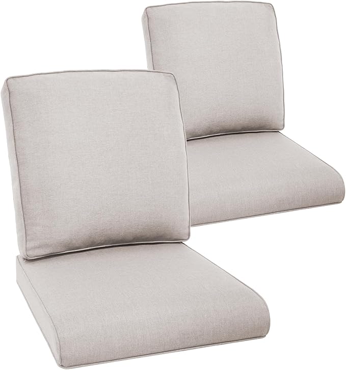 Outdoor Rattan Chair Cushions 2 Packs - Outside Durable Thick Replacement Back and Seat Cushion 22x24 with Zipper Cover for Patio Glider Rocking Chairs Loveseat Couch – Beige/Regular