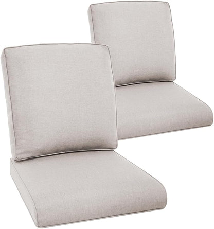 Outdoor Rattan Chair Cushions 2 Packs - Outside Durable Thick Replacement Back and Seat Cushion 22x24 with Zipper Cover for Patio Glider Rocking Chairs Loveseat Couch – Beige/Regular