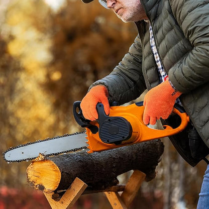 Kebada T3 Winter Work Gloves for Men and Women, Warm Knit Cold Weather Work Gloves, Thermal Insulated Freezer Gloves, 100% Latex Coating Non-slip Grip, Long Wrist Design, 1 Pair, Orange, Medium