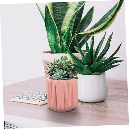 Modern Geometric Ceramic Flower Pot with Drainage and Tray Simple Planter for Bonsai and Indoor Plants Practical Decorative Flower Holder