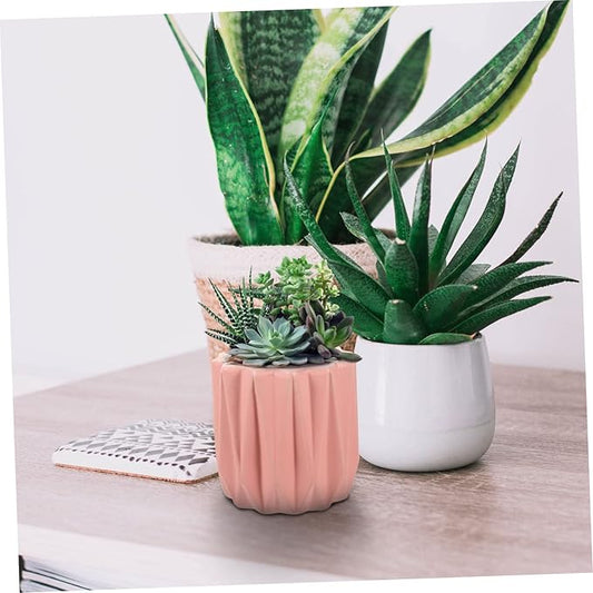 Modern Geometric Ceramic Flower Pot with Drainage and Tray Simple Planter for Bonsai and Indoor Plants Practical Decorative Flower Holder