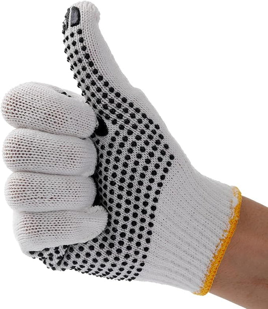 12Pairs Grip Safety Work Gloves Anti-slip Dots Bulk Gloves Moist Cotton Knit Gloves for Garage Warehouse Construction