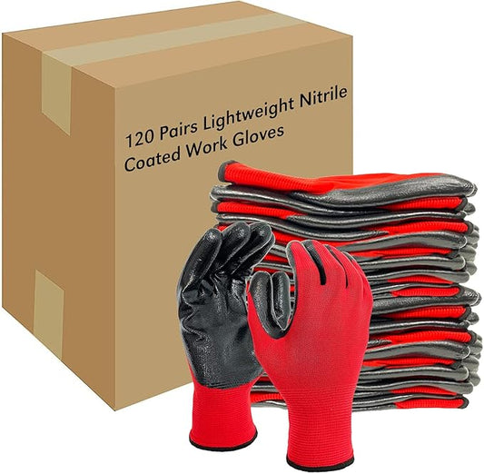 Evridwear Nitrile Coated Work Gloves,Superior Oil Resistance with Grip for Men Women Automotive,Gardening, Mechanic