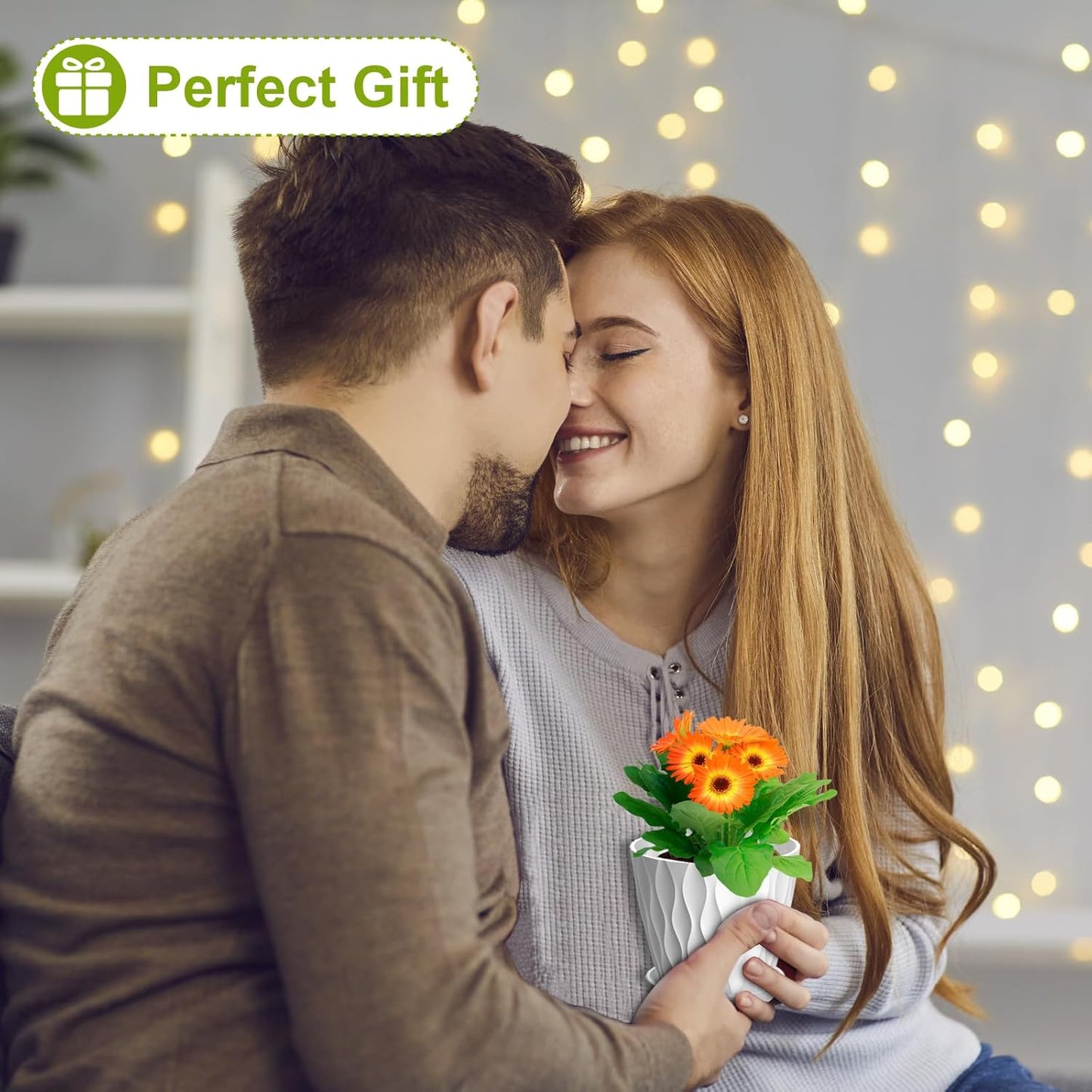 4 inch Small Plastic Nursery Pots, 5 Pack Water Ripples Plant Pots for Indoor Plants, Flower Pots with Drainage Holes and Saucers, Seedling Starter Planters for Succulent Plants, White