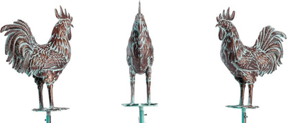 Metal Garden Rooster Yard Decor,79" Copper Wind Sculptures & Spinners,Large Outdoor Chicken Decor,Metal Kinetic Outdoor Chicken Wind Spinner for Yard and Garden,Yard Art for Patio,Lawn,Farm