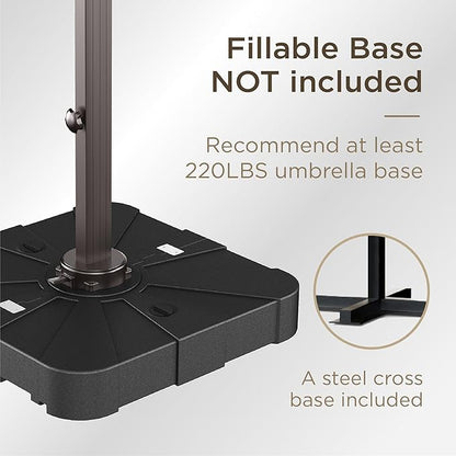 10' X 13' Patio Umbrella Outdoor Large Rectangle Offset Cantilever Umbrellas Double Top Heavy Duty Windproof with 360-degree Rotation for Pool Garden Deck