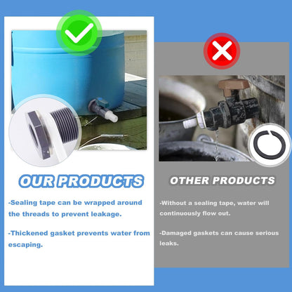 2 Pack PVC Rain Barrel Spigot Kit -3/4" Rain Barrel PVC Garden with Bulkhead Fitting Garden Hose Faucet Adapter and Thread Seal Tape for Water Tanks, Aquariums, Tubs, Pool, Garden Barrel