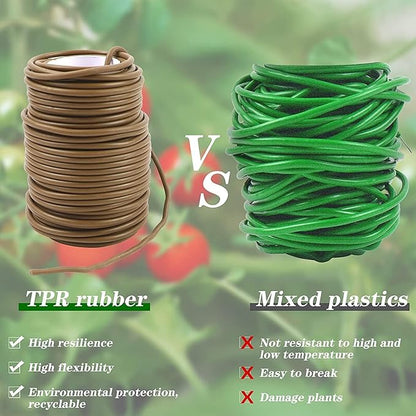 Decoroca Soft Plant Ties for Support - 65.6' Reusable Waterproof Plant Wire, Garden Twist, Office Organization and Decoration Binding（2pcs/Brown）