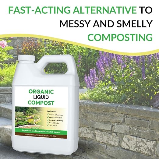 Organic Liquid Compost + Pump: Fast-Acting Alternative to Messy and Smelly Composting | Perfect for Brewing Compost Teas (1 Gallon + Pump, Treats Up to 20,000 Sq.Feet)