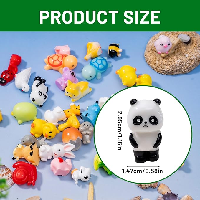 42pcs Mini Resin Animal 42 Styles Figures Bulk Tiny Resin Animals Little Miniature Small Animal for Micro Fairy Garden Landscape Accessories Dollhouse Hide Crafts Decor Aquarium