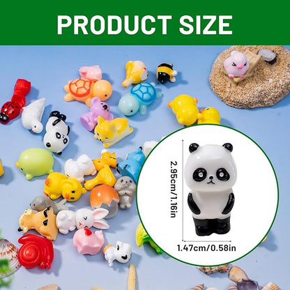 42pcs Mini Resin Animal 42 Styles Figures Bulk Tiny Resin Animals Little Miniature Small Animal for Micro Fairy Garden Landscape Accessories Dollhouse Hide Crafts Decor Aquarium