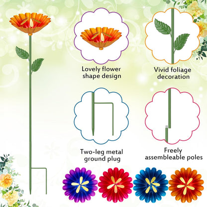 Geelin 4 Pack Bee Watering Station for Garden Metal Bee Water Cups with 5 Stamens Flower Design Water Feeder Colorful Butterfly Bath Bowl for Outdoor Garden Yard Pollinator Decor