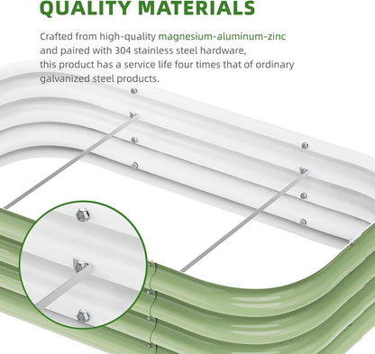 DaisyVibe Raised Garden Bed Kit, Planter Raised Garden Boxes Outdoor, Oval Large Metal Raised Garden Beds for Vegetables Flowers (Green, 8ftx2ftx1ft)